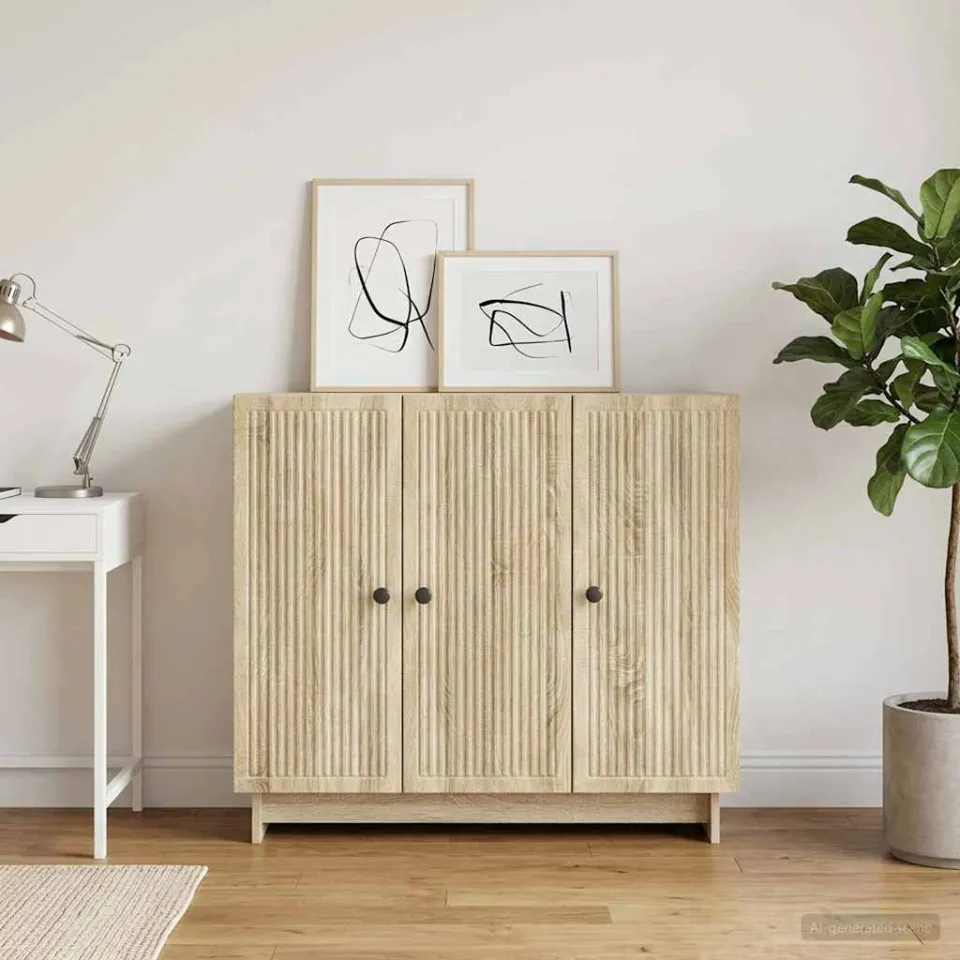 vidaXL Dressoir Sonoma Eiken 89 x 34,5 x 80 cm Bewerkt hout, foto 3