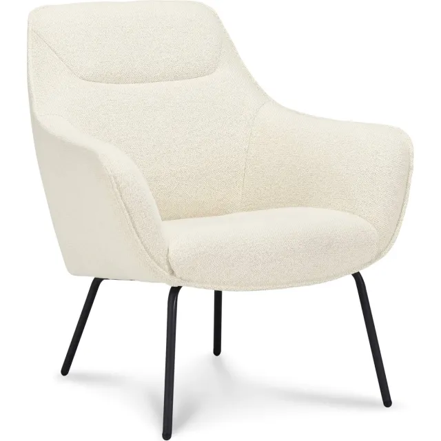 Icon Living Fauteuil Seth - Stof Mose Natural - Poot Zwart Wit