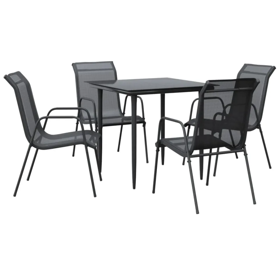 vidaXL 5-delige Tuinset textileen en staal zwart, foto 3