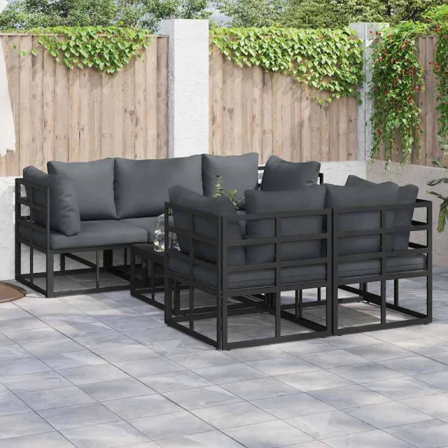 vidaXL Tuinbankenset 6 st Zwart Staal, foto 2