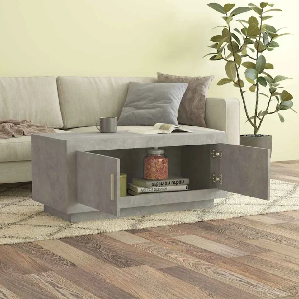 vidaXL Salontafel 102x50x45 cm bewerkt hout betongrijs grijs, foto 3