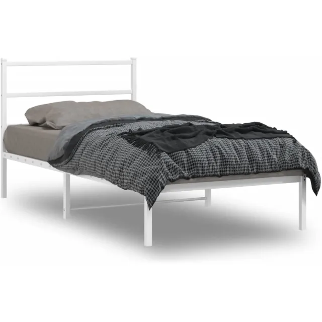 vidaXL Bedframe met hoofdbord metaal wit 100x190 cm