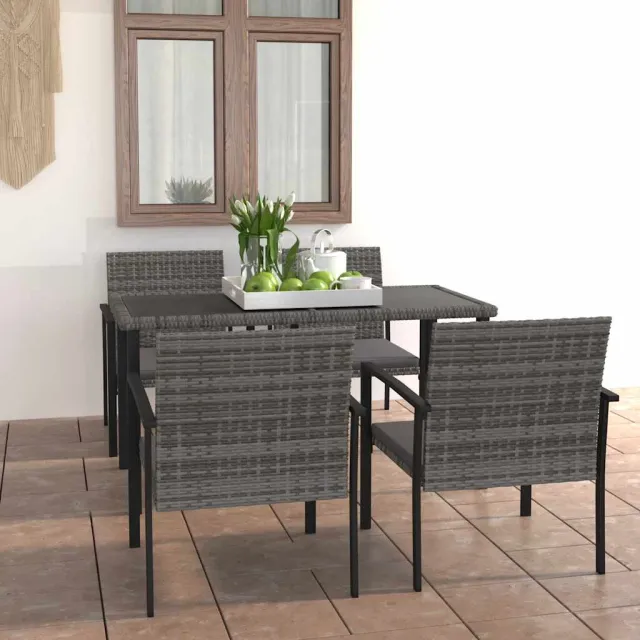 vidaXL 5-delige Tuinset poly rattan grijs, foto 2