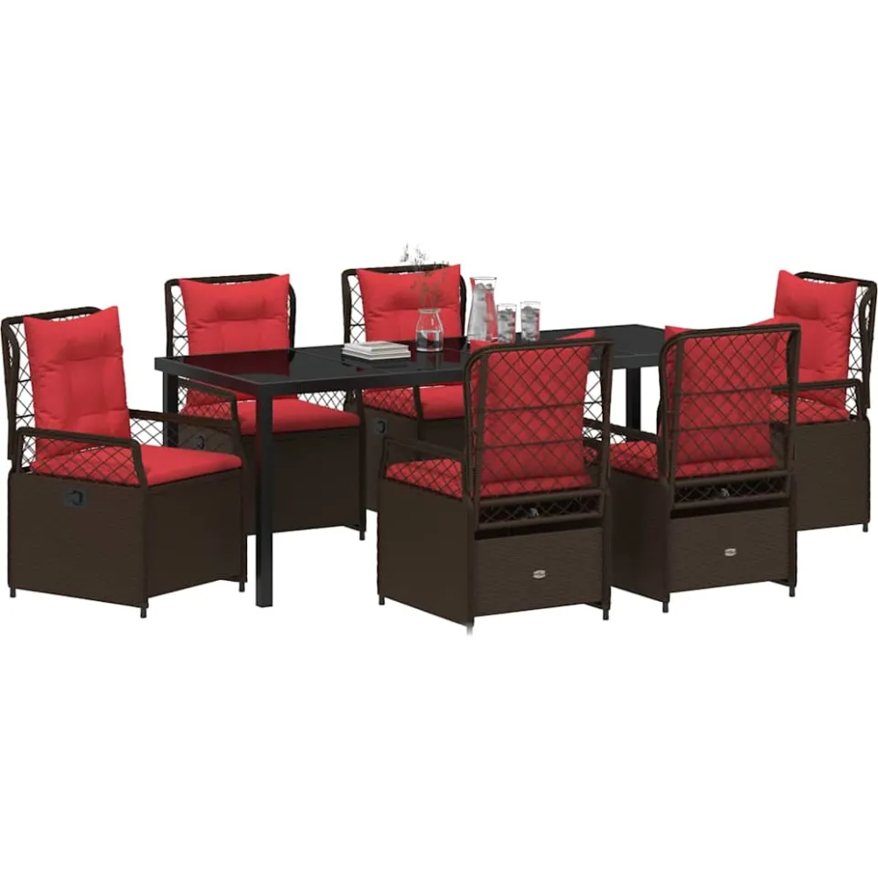 vidaXL Tuin eettafelset 7 st Bruin poly rattan