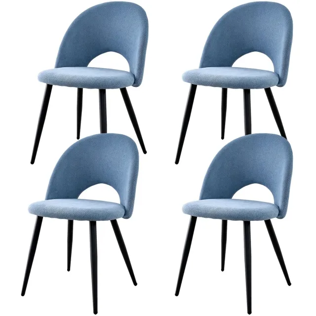 Stervia Eetkamerstoelen Set Van 4 - Stoelen Met Open Rug - Geschikt Voor Diverse Woonruimtes - Blauw - 48 x 43 x 80 cm