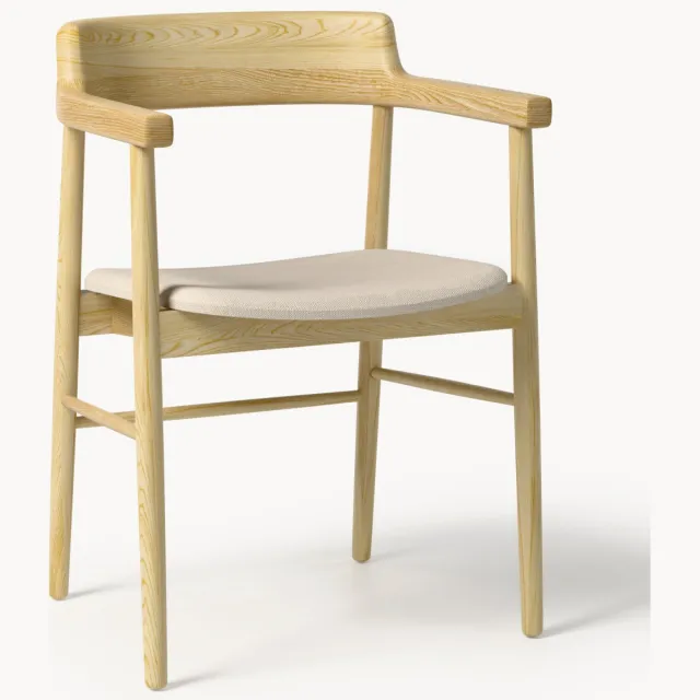 Westwing Collection Eetkamerstoel Bohr van eikenhout met armleuningen Taupe