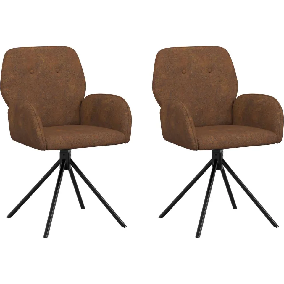 vidaXL Draai Eetstoelen 2 st Nep Suede Leer Bruin 54 x 55 x 86 cm, foto 3