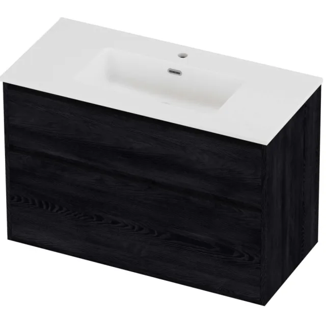 Proline Tribute Badmeubelset Porselein Elegant 1 Gat 100x46x67 cm Mat White Black Oak Eiken