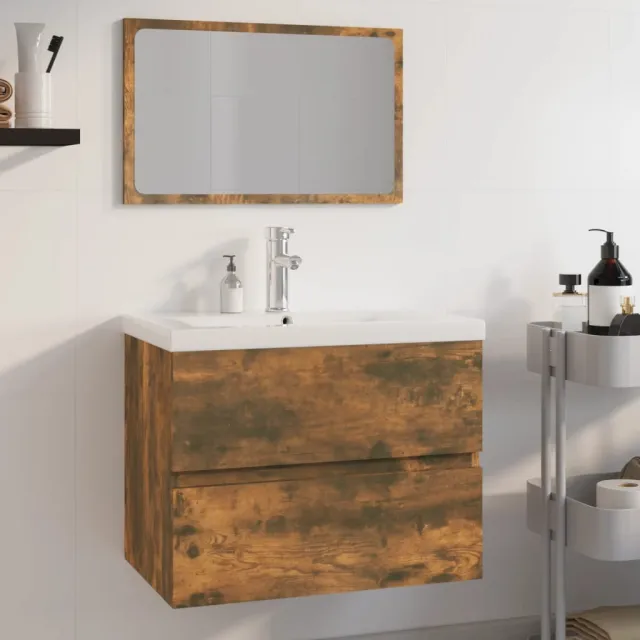 vidaXL Badkamermeubelset bewerkt hout gerookt eikenkleurig, foto 2