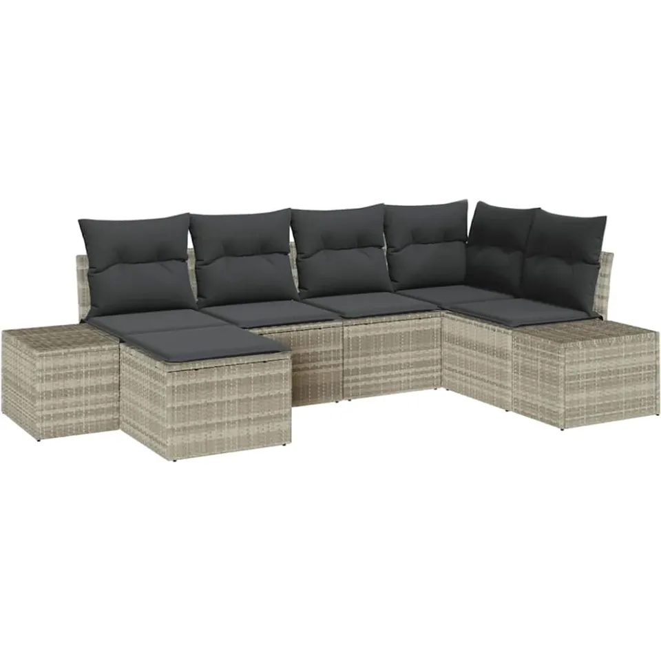 vidaXL Tuin Sofa Set 6 st Lichtgrijs poly rattan