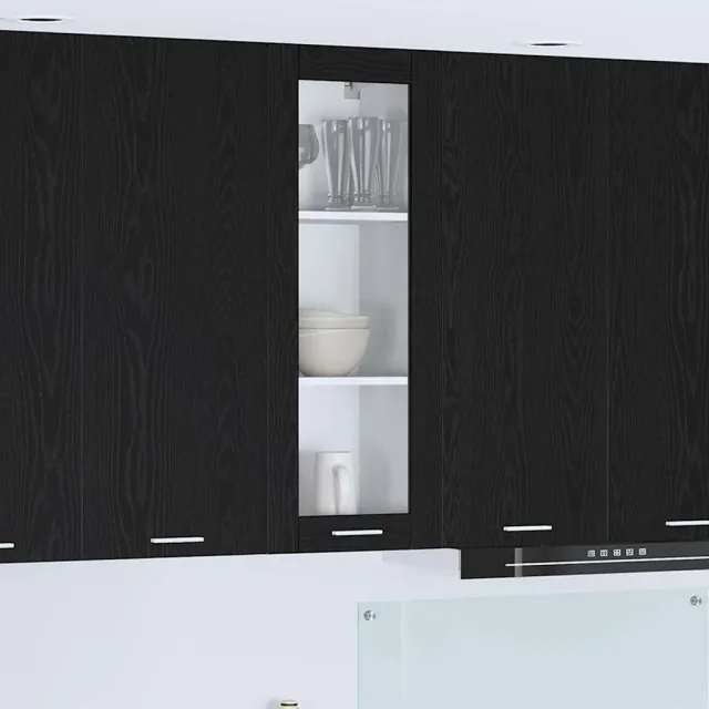 vidaXL Hangkast met glazen deur Zwart eiken 40 x 31 x 100 cm