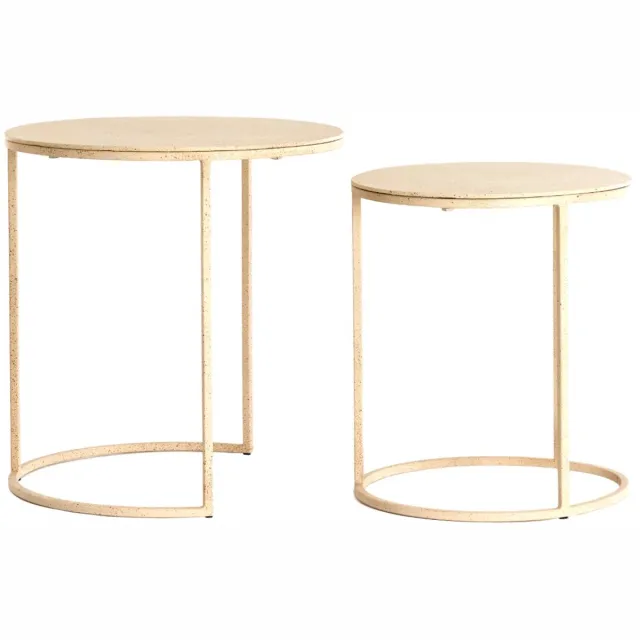 Light & Living Bijzettafel Sadar - Bruin - Ø52x46cm + Ø50x40cm - Modern