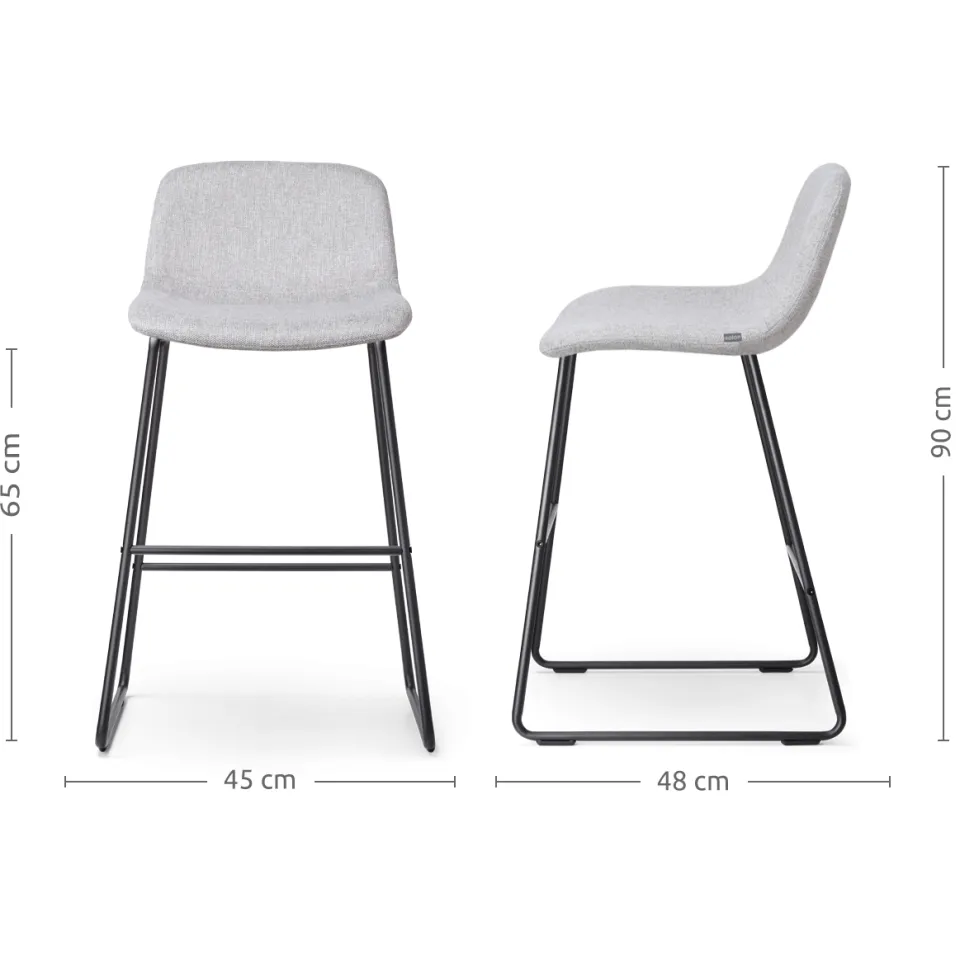 Nolon Nino-Mats barkruk lichtgrijs - zwart onderstel - 65 cm, foto 3