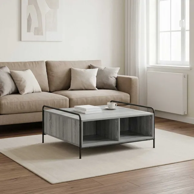 vidaXL Salontafel Grijs Sonoma 90 x 90 x 41 cm Bewerkt hout, foto 2