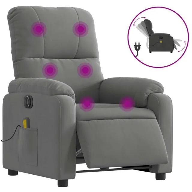 vidaXL Massagestoel - elektrisch - verstelbaar - microvezelstof - donkergrijs