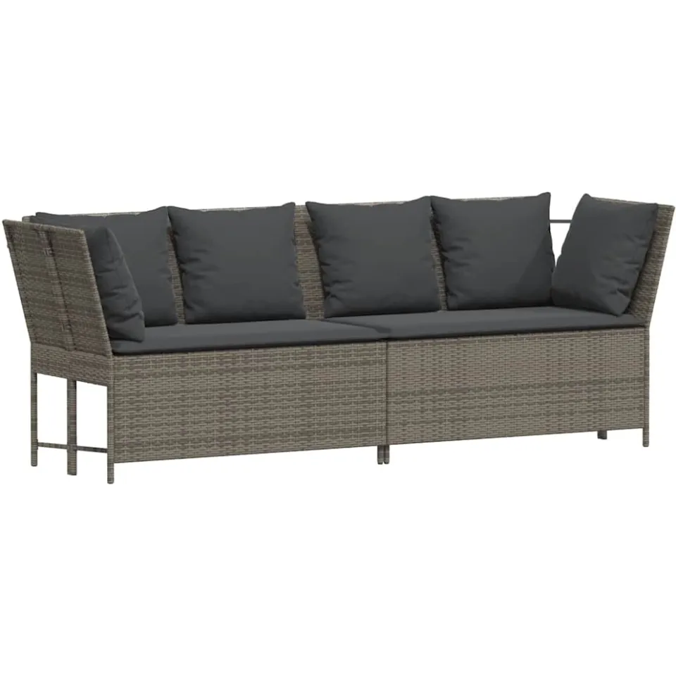 vidaXL 4-delige Loungeset met kussens poly rattan grijs, foto 4