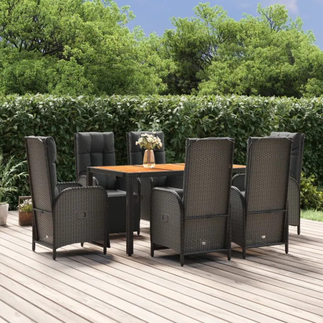 vidaXL 7-delige Tuinset met kussens poly rattan zwart, foto 2