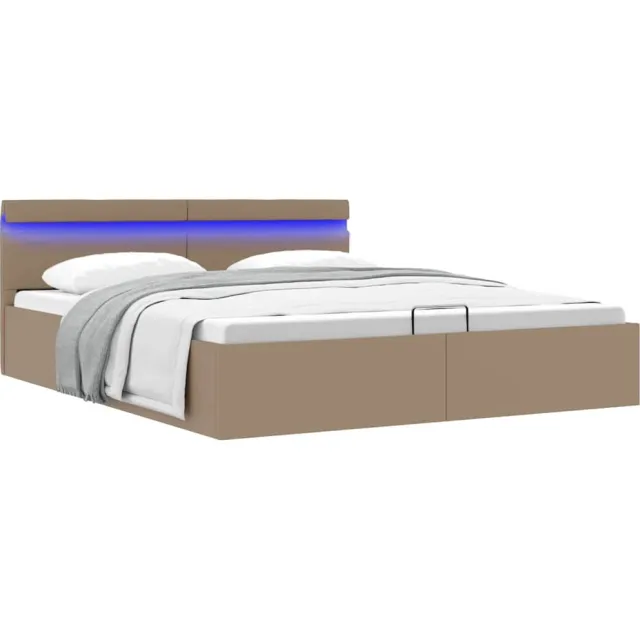 vidaXL Bedframe met opslag en LED kunstleer cappuccino 180x200 cm Bruin