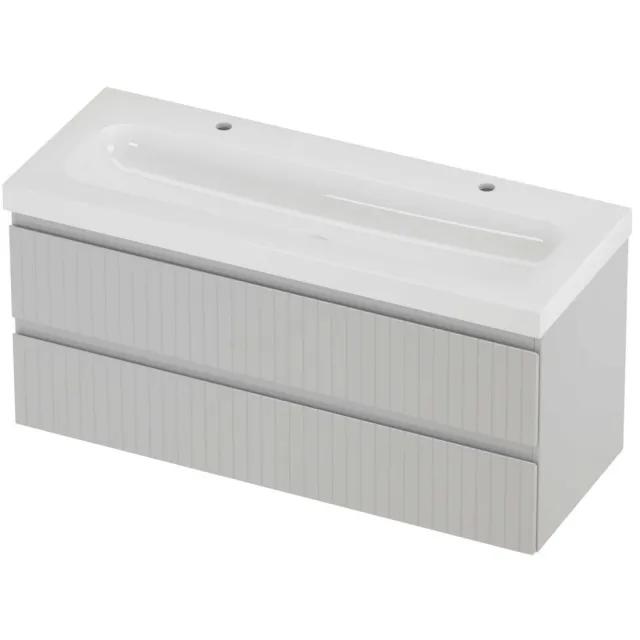 Proline Haga Badmeubelset Polystone Mezza 2 Kraangaten Enkel 120x46x58 cm Glans Wit Glans Wit