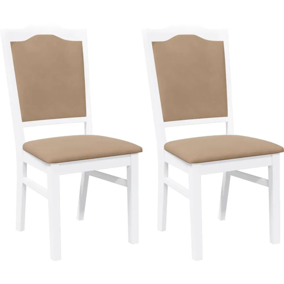 vidaXL Eetkamerstoelen met kussens 2 stuks wit massief hout rubber