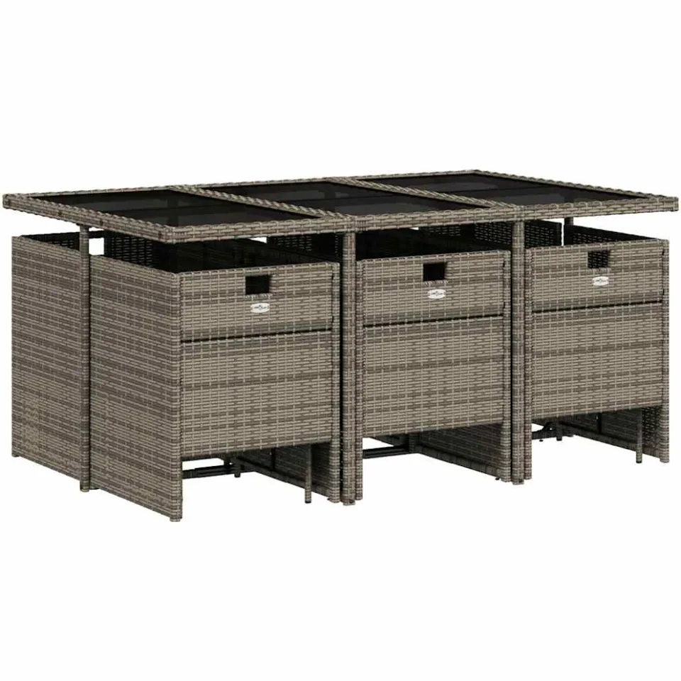 vidaXL 11-delige tuinset met kussens, grijs polyrotan, foto 3