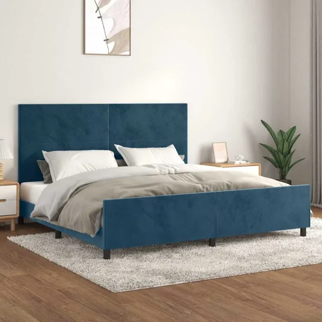 vidaXL Bedframe zonder matras 200x200 cm fluweel donkerblauw blauw