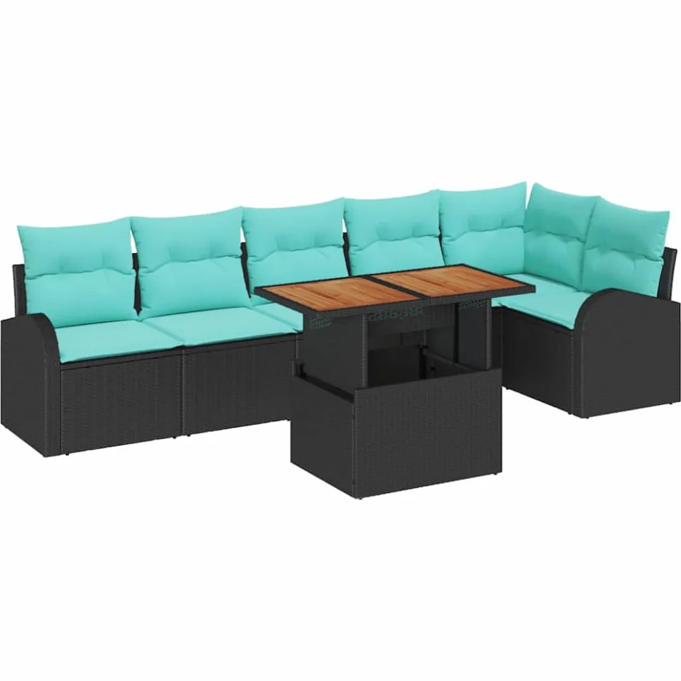 vidaXL Tuin Sofa Set 7 st Zwart Poly riet