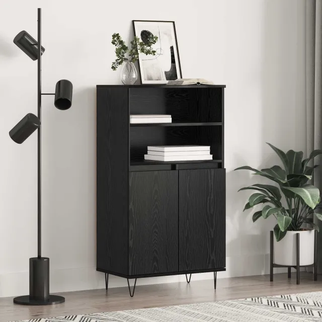 vidaXL Highboard Zwart 60 x 36 x 110 cm Bewerkt hout, foto 2