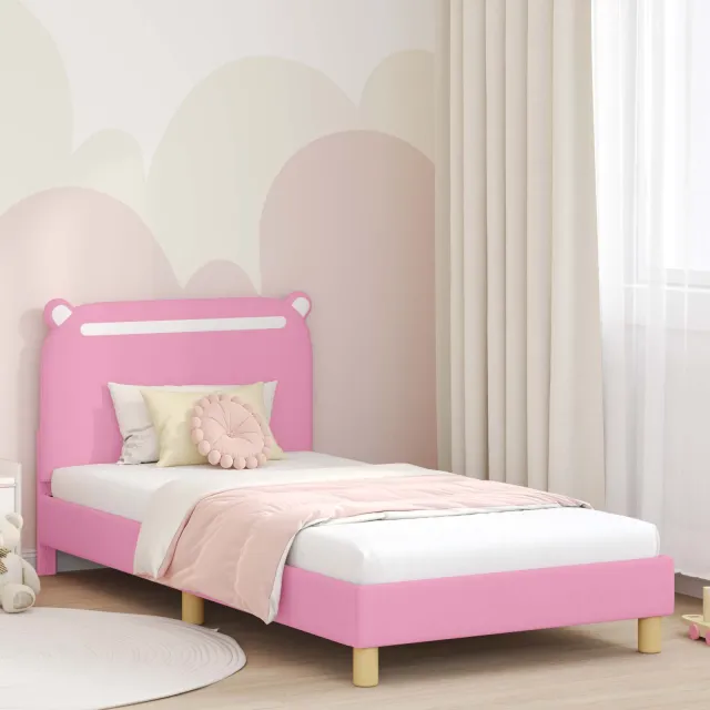 vidaXL Bedframe voor kinderen met hoofdbord Roze 80 x 200 cm Stof