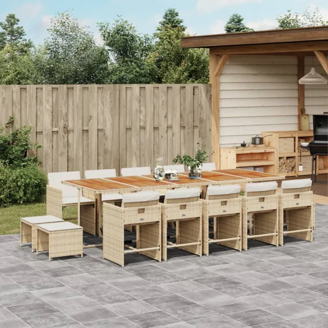 vidaXL 15-delige Tuinset met kussens poly rattan beige, foto 2