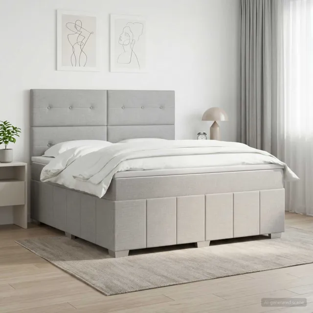 vidaXL Boxspringbed met matras Lichtgrijs 180 x 200 cm Stof