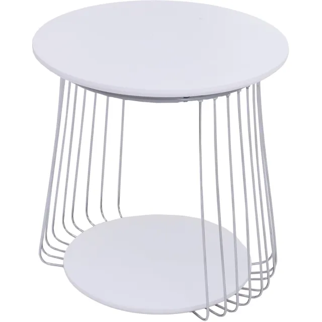 MCA salontafel MCW-P60, bijzettafel koffietafel loungetafel, metaal MDF rond Ø 50 cm ~ wit
