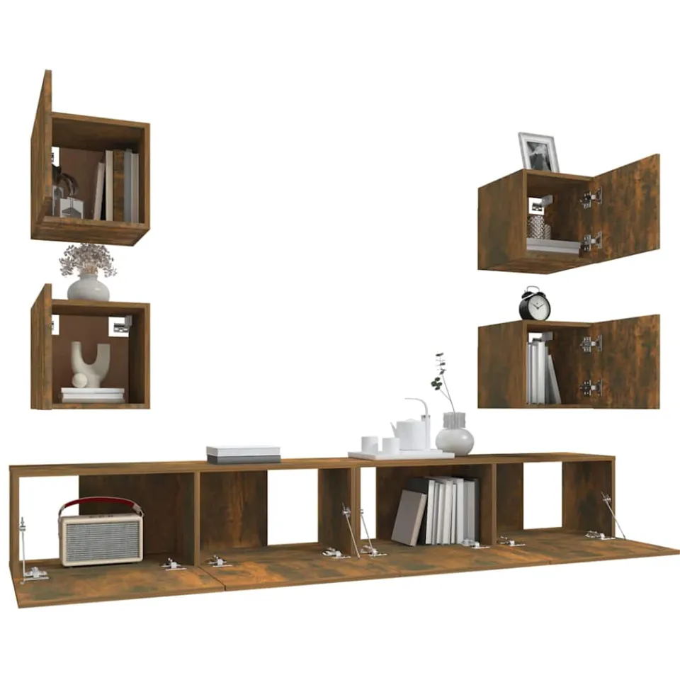 vidaXL 6-delige Tv-meubelset bewerkt hout gerookt eikenkleurig, foto 3