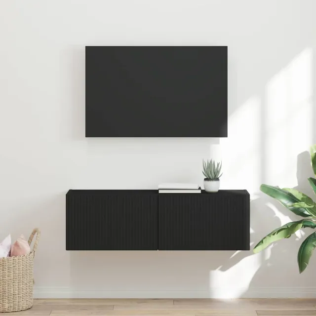 vidaXL TV Wandkast 98 x 31 x 29,5 cm Zwart Bewerkt hout
