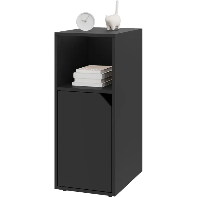 BukkitBow Nachtkastje met Opbergruimte - Modern Design - 25X35X62CM - Zwart