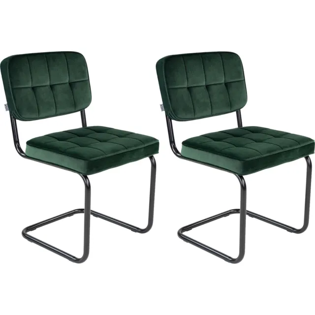 Kick Collection KICK® IVY Eetkamerstoelen – Set van 2 – Velvet – Buisframe – Donkergroen