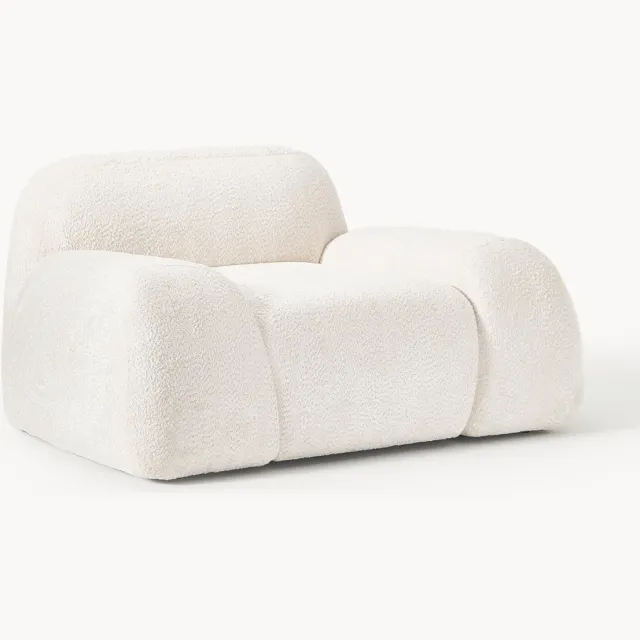 Westwing Collection Loungefauteuil Wolke van teddy bouclé Wit