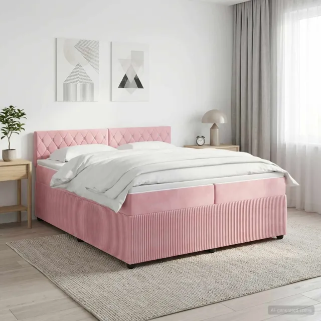 vidaXL Boxspringbed met matras Roze 200 x 200 cm Fluweel