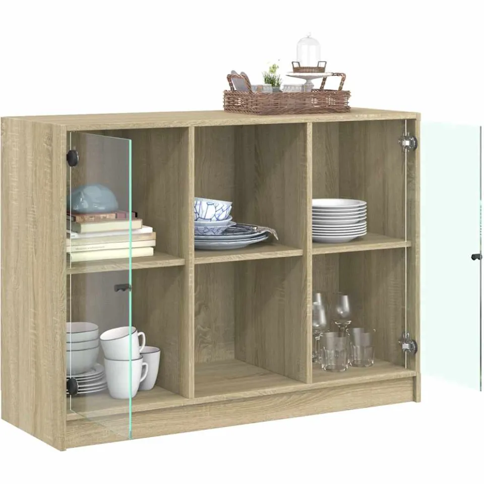 vidaXL Dressoir 102x37x75,5 cm bewerkt hout sonoma eikenkleurig