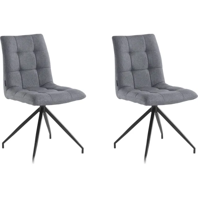 Notio Living Gina-Eetkamerstoel - Set van 2 - Antraciet Stof Zwart