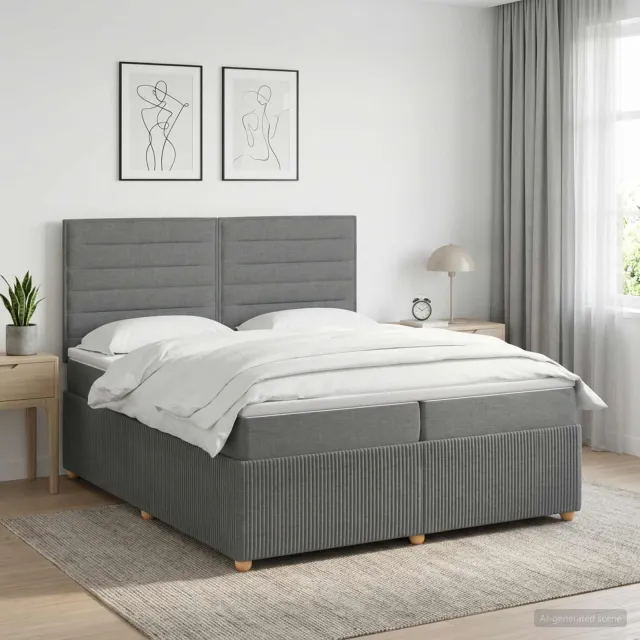 vidaXL Boxspringbed met matras Donkergrijs 200 x 200 cm Stof
