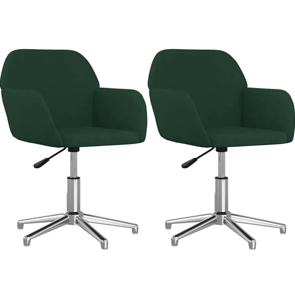 vidaXL Eetkamerstoelen draaibaar 2 st stof donkergroen groen, foto 3