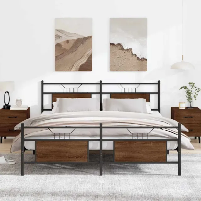 vidaXL Bedframe zonder matras metaal bruin eikenkleur 180x200 cm