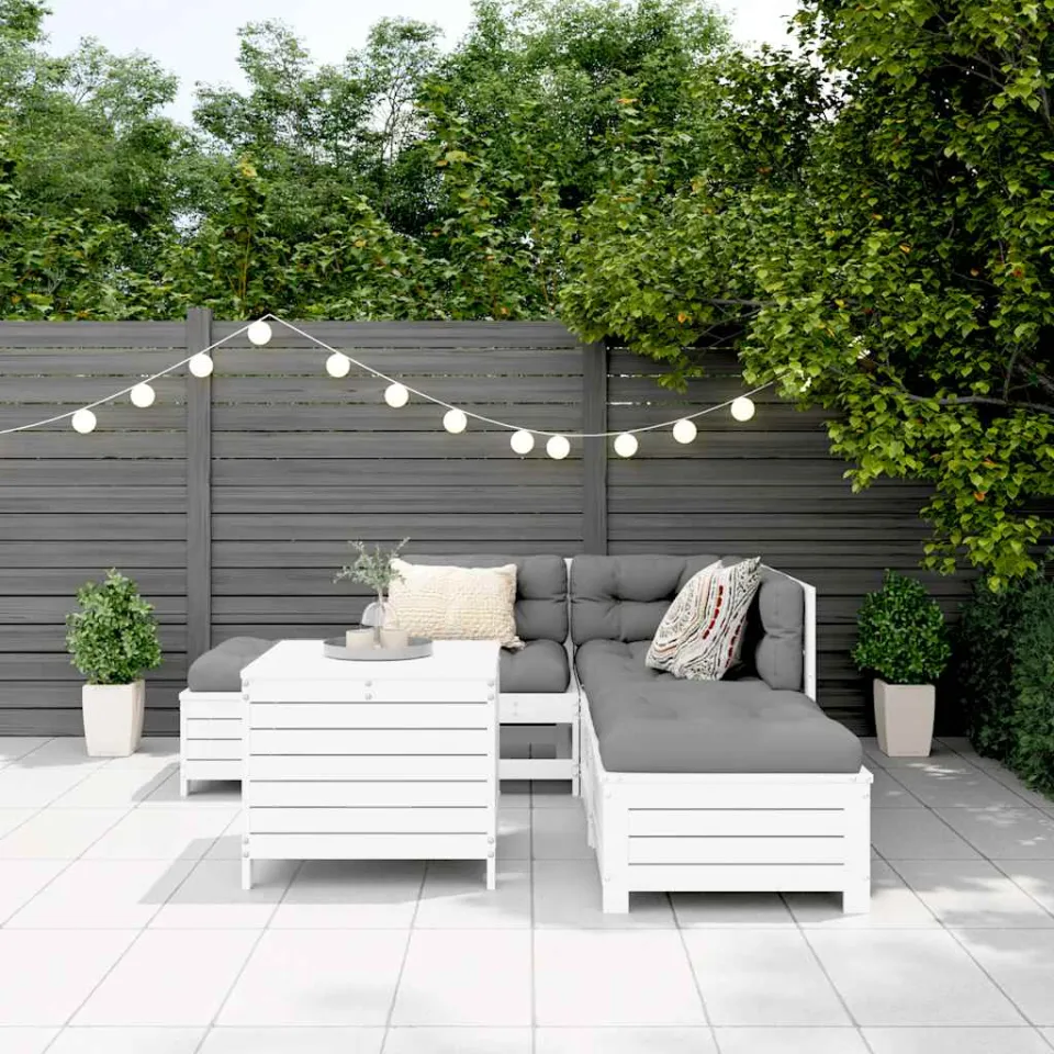vidaXL 6-delige Loungeset massief grenenhout wit, foto 2