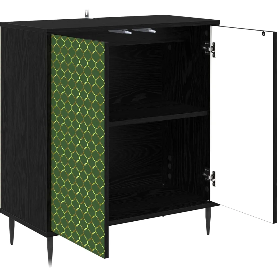 vidaXL Dressoir GELEEN Zwart eiken 69 x 33 x 76 cm Bewerkt hout, foto 2