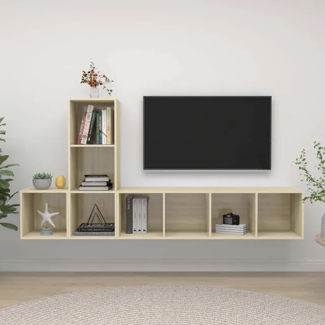 vidaXL 3-delige Tv-meubelset bewerkt hout sonoma eikenkleurig, foto 2
