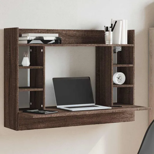 vidaXL Wandbureau 105x48x75 cm bewerkt hout bruin eikenkleurig