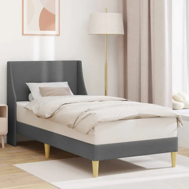 vidaXL Bedframe Effen met hoofdeinde aansluitplaat Donkergrijs