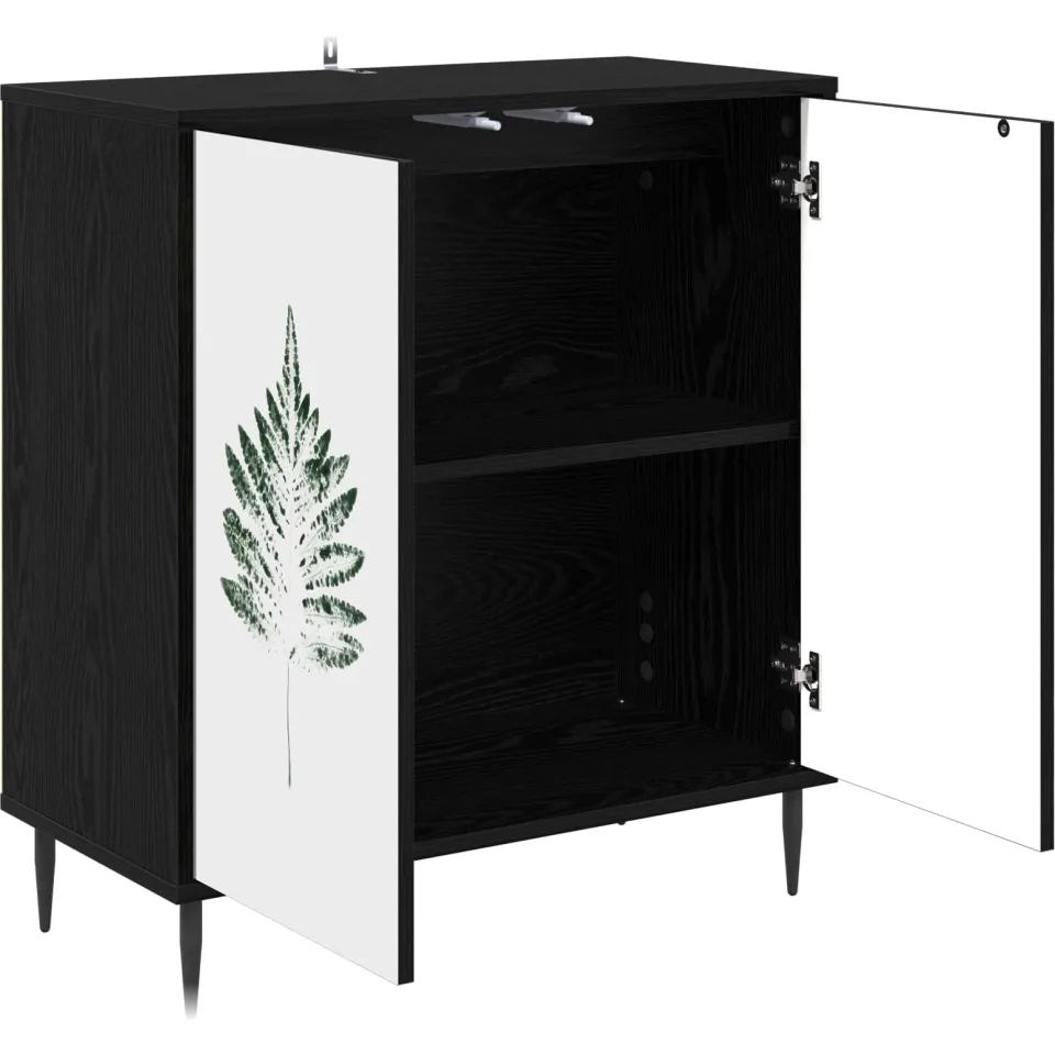 vidaXL Dressoir HANAU Zwart eiken 69 x 33 x 76 cm Bewerkt hout