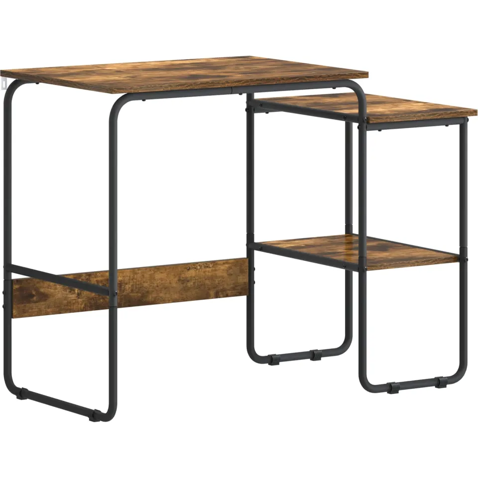 vidaXL Bureau met opbergruimte Gerookt eiken 100 x 50 x 75 cm, foto 3